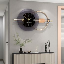 Wall Clocks Large Creative Fashion Nordic Metal Luxury Led 3d Clock Home Decor