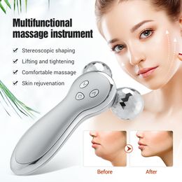 Face Massager EMS 3D Roller Neck VShape Thin Lifting Firming Wrinkle Removal Vibration Electric Massage Device 230612