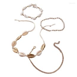 Anklets Boho Shell Rope Anklet Beads Beach Barefoot Bracelet Ankle Leg Chain Foot Jewellery Set For Girl Women