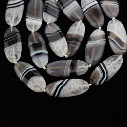 Beads Polished Striped Druzy Agates Oval Shape Beads,Natural Raw Gem Stone Slab Slice Jewelry Necklace,25x55mm