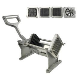 Processors Stainless Steel Potato Cutter Fruit Vegetable Slicer French Fry Chopper Tool W/4 Blades