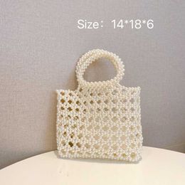 Women's 2023 New Korean Net Red Small Fresh Handmade Pearl Hollow Beaded Handbag Fashion Handbag 230613