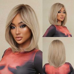 Lace Wigs Bob Wigs For Black Women Blonde Wigs With Bangs Dark Roots Hair Replacement Cosplay Wig Z0613