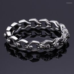 Link Bracelets Stainless Steel Chain Silver Colour Skull Easy Clasp Party Jewellery For Men