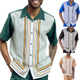 Men's Casual Shirts Mens Fashion Tops Guayabera Cuban Beach Linen Tees Harajuku Retro Outdoor Prom Party Summer Casual Short Sleeve Dress Shirt 230613