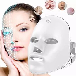 Face Care Devices USB Wireless Pon Therapy LED Care Therapy Mask 7 LED Colors Skin Rejuvenation Anti Aging Whitening Reduce Blackheads 230612