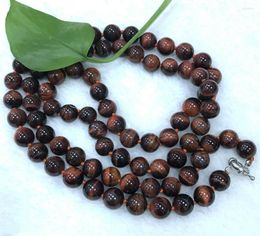 Chains Natural Huge 10mm Round Red Tiger's Eye Gemstone Beads Necklaces 18-50"