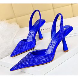 Dress Shoes 2023 Sequined Crystal Women Pumps Sexy Ankle Strap High Heels Wedding Fashion Slingbacks Summer Party Prom