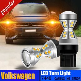 New 2x 7440 7441 WY21W T20 CANBUS No Error Anti Hyper Flash LED Turn Signal Light Blinker Bulbs Yellow Lamp For Volkswagen VW Tiguan