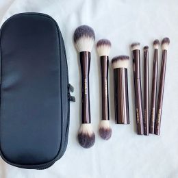 Hourglass Makeup Brushes Set 10Pcs Cosmetic Brush for Face Powder Blush Eye Shadow Crease Concealer Brow Liner Smudger Dark Bronze ZZ