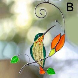 Garden Decorations 1Pc Glass Handicraft Garden Window Balcony Hummingbird Yard Home Wall Hanging Bird Ornament Door Decoration Supply