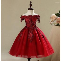 Girl Dresses Born Baby Dress Red Lace Shoulderless Christening Party Princess Gown 1 Year Birthday Infant Baptism