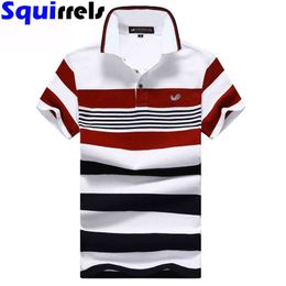 Mens Polos Shortsleeved tshirt mens summer pure cotton youth striped lapel sports suit POLO shirt plus size casual clothing 230614