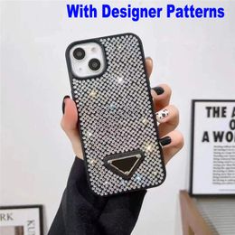 Fashion Luxury Designer Phone Cases for iPhone 15 pro max 14 13 12 11ProMax 14Plus Rhinestone diamond Cellphone Case With Triangular nameplate Designers Phone Cover