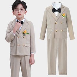 Clothing Sets Boys Dress Suit Set Easter Wedding Birthday Kids Flower Gentleman Performance Costume Jacket Pants Shirt Bowtie Clothes 6pcs 230617