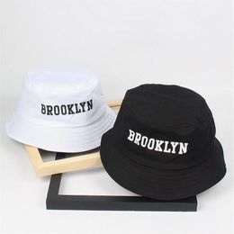 Cloches Men Women Brooklyn Bucket Hat Cotton Printing Hip Hop Fisherman Panama Sun Summer Outdoor Street Casual Visor Cap1462807227N