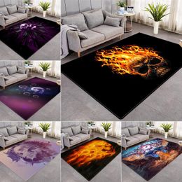 Carpets 3D Printed Skulls Carpet Entrance Doormat Kids Bedroom Rugs Halloween Party Floor Mat Horror Theme Decor For Living Room