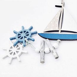 Garden Decorations Marine Style Wooden Home Decor Small Fish Boat Ocean Wind Crafts Innovative Accessory Wall Hanging Decoration Gift