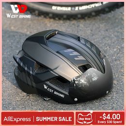 Cycling Helmets WEST BIKING Men Women Cycling Helmet With Taillight Goggles Sun Visor Lens Bicycle Helmet MTB Road Bike E-Bike Motorcycle Helmet 230614