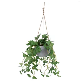 Decorative Flowers Hanging Planter Indoor Simulated Green Dill Party Decor Delicate Fake Rattan Faux Pendant 22X20cm Wall Plastic Vine