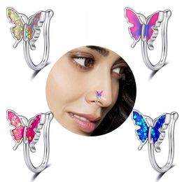 Casual Butterfly Nose Clip Fashion Personalised U-shaped False Nose Ring Faux Nose Piercing Jewellery for Women