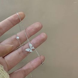 Pendant Necklaces 1pc Silver Colour Zircon Butterfly For Women Hollow Design Elegant Clavicle Chain Choker Luxury Jewellery Gifts