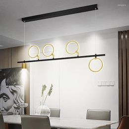 Pendant Lamps Nordic LED Dinner Lamp Gold Ring Hanging Indoor Lighting For Living Room Decoration