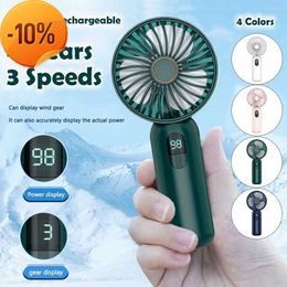 New Digital Display Mini Fan USB 1200 Mah Handheld Cute Small Electric Fan Portable Student Cooling Pocket Fan Outdoor Hand fan