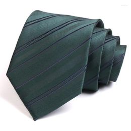 Bow Ties Classic Gentleman Tie High Quality 8CM Wide Green Stripeed For Men Business Suit Work Necktie Fashion Formal Neck