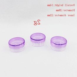 2g purple empty cream cosmetic bottles with screw cap, sample lip balm jar small display PS container 2g plastic cream jars Eqlnv