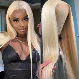 613 Honey Blonde T Part Human Hair Wig Colored 13X4 Straight Lace Frontal Women Transparent Brazilian