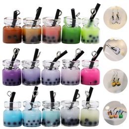 Charms Resin Pearl Milk Tea Boba Pendants Mini Bottle Handmade Crafts For Earring Keychain Diy Jewelry Craft Drop Delivery Smtd0