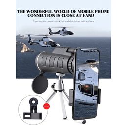 Telescope Binoculars 40X60 HD Professional Telescope Monocular Night Powerful Binoculars Waterproof Mini Pocket Zoom with Smartphone Hunting Camping 230613