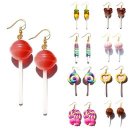 Charm Earring For Women Resin Lollipop Drop Earrings Children Jewellery Custom Made Handmade Cute Girls Cotton Candy Gift Dangle Delive Smtcy