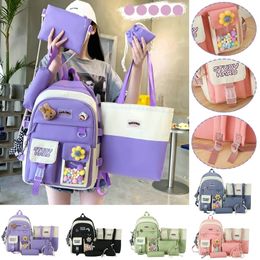 Mochilas Moda Conjuntos de Moda Childrens Backpack Backpack Bagpack Bagpack Laptop Bag para adolescentes Girls Students Rucksack 5pcs 230613