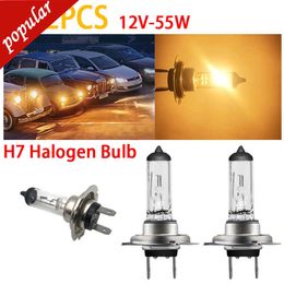 New 1 / 2pcs H7 12V 55W Front Fog Lights Halogen Bulb Car Headlights Lamps Light Mitsubisi Launcher 7000Lm Source Parking Warm White
