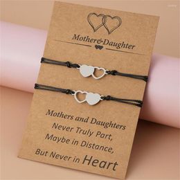 Charm Bracelets 2/3/4pcs Mother Daughter Set Stainless Steel Love Heart Rope Jewellery Statement Gift Mother's Day Bracelet
