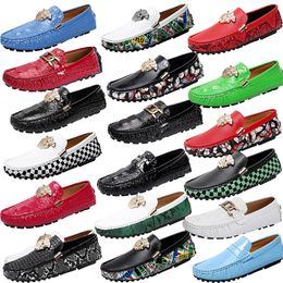 Luxury Brand Ltalian Designer Metal Buckle Loafers Black Crocodile Print Butterfly Leather Shoes Driving Shoe Dress Shoes Business Formal Shoes Size 35-48