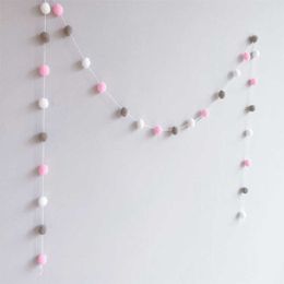 Garden Decorations 200CM Style Wool Felt Ball String Garland Wall Hanging Ornament Children Kids Room Decorations Decor