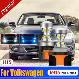 New 2Pcs Car High Bright Canbus No Error H15 LED DRL Front Signal Day Light Bulb Daytime Running Lamp For Volkswagen Jetta 2013 2014