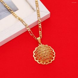 Pendant Necklaces Luxury Middle East Dubai Gold Flower Necklace Chain Jewellery For Women 24k Colour African