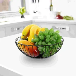 Bowls Black Wire Basket Fruit Bowl Kitchen Counter Vegetable Holder Wrought Iron Fruits