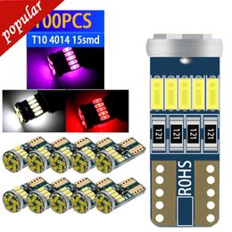 New 100pcs T10 W5W 194 168 2835 191 LED Bulbs 15SMD 4014 Chips Car Interior License Plate Light Reading Dome Lamp Super Bright DC12V