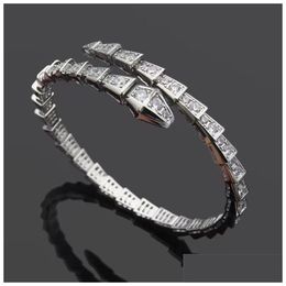 Bangle Love Tennis Designer Jewelry Womens Bracelet Diamond Lovely Snake Sier Rose Gold Jewellery Copper Plate Party Charm G Dh6We