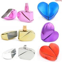 Wholesale 25ml Metal Multicolor Heart Shaped Atomizer Glass Perfume Bottle Spray Refillable Bottles 120pcs/lotshipping Mppgf