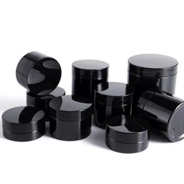 Black PET Plastic Cosmetic Jars Bottles with Lids & Inner Cover Refillable BPA Free Leak-Proof 50ml 60ml 80ml 100ml 150ml 200ml 250ml 5 Iwgs