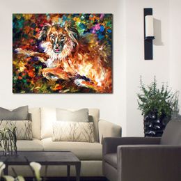 Contemporary Canvas Wall Art Dog Handcrafted Animal Painting New House Decor