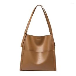 Evening Bags Fashion Bucket Bag Female Commuter Handbag Magnetic Buckle Shoulder High Quality Genuine Leather Women's Tote