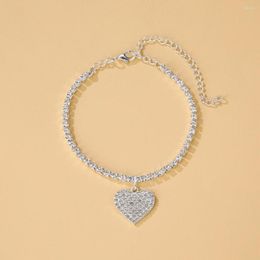 Anklets Women Heart-shape Rhinestone Anklet Girls Banquet Fashion Simple Design Crystal Jewellery Portable Decoration Birthday Gift