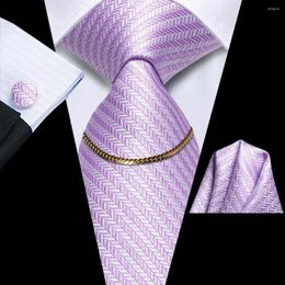 Bow Ties Classic Solid Lilac 2023 Luxury Silk Men Tie Fashion Necktie Chain Hanky Cufflink Set Gift For Wedding Hi-Tie Designer